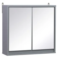 Armoire murale miroir salle de bain 2 étagères gris(m-10)