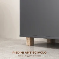 HOMCOM Mobiletto Bagno Moderno con Vani Aperti e Armadietto a 2 Ante, 80x35x70 cm, Grigio(m-6)