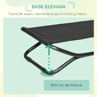 PawHut Cama Elevada para Perros Plegable Cama para Mascotas Pequeños Medianos con Tela de Malla Transpirable Marco de Acero para Interior Exterior 92x56,5x19,5 cm Negro(m-5)