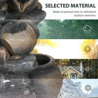 Outsunny Solar Powered Garden Water Feature with LED Lights and Pump, 4 Tier Cascading Water Fountain for Indoor/Outdoor, Jars Waterfall Ornament, 72cm Height(m-7)