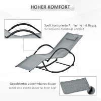 Outsunny Schaukelstuhl Schaukelliege mit Kopfkissen Gartenliege Schwungliege bis 160 kg belastbar Texteline Grau 61 x 160 x 79 cm(m-5)
