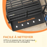PawHut Cage pour chien cage de transport sur roulettes avec support de gamelle plateau amovible 2 portes verrouillables(m-8)