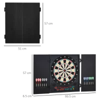 HOMCOM Electronic Dartboard Set, 27 Games Modes and 202 Variations, LED & 12 Soft Tip Darts and Cabinet to Storage, Ready-to-Play Multi-Game Option Darts Machine(m-3)