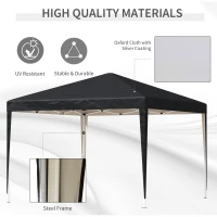 Outsunny 3 x 3M Garden Pop Up Gazebo Height Adjustable Marquee Party Tent Wedding Canopy with Carrying Bag, Black(m-4)
