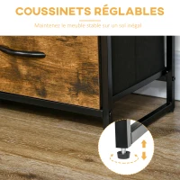 HOMCOM Meuble de rangement, commode, Buffet de rangement style industriel 4 tiroirs pliables 2 étagères acier et bois - 84 x 30 x 71,5 cm(m-6)