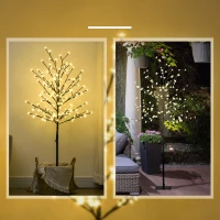 HOMCOM Luz de Árbol de Cerezo con 150 Luces LED Lámpara Decorativa de Flor de Cerezo para Interiores 17x17x150 cm Negro(m-4)