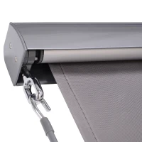 Outsunny Senkrechtmarkise Balkonmarkise Vertikalmarkise Windschutz Seitenrollo Sichtschutz mit Handkurbel Polyesterstoff+Aluminium Grau 140 x 100 cm(m-9)