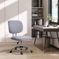 Vinsetto Sedia da Ufficio ad Altezza Regolabile in Tessuto Effetto Lino con Schienale Ricurvo, 48x53x80-90 cm, Grigio(m-2)