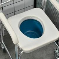 HOMCOM 3-in-1 Shower Commode Wheelchair, with Wheels - Grey(m-9)