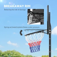 SPORTNOW 2.3-3.05m Basketball Hoop and Stand, with Weighted Base, Wheels, Black(m-6)