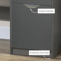 HOMCOM Computer Desk with Drawers, High Gloss Home Office Desk with Storage Cabinet, Study Workstation, 120 x 60cm, Grey(m-6)