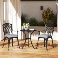 Outsunny Three-Piece Cast Aluminium Bistro Set - Black(m-10)