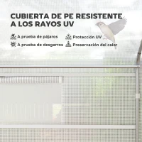 Outsunny Invernadero de Túnel 4x3x2 m con 2 Ventanas Cubierta de PE Anti-UV y 1 Puerta Enrollable con Cremallera Blanco(m-4)