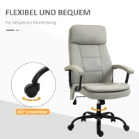 Vinsetto Bürostuhl Massage höhenverstellbarer Chefsessel Gamingstuhl mit Massagefunktion, ergonomischer Drehstuhl Massage Sessel Lendenwirbelsäulenmassage Leinen-Gefühl Beige 63 x 70 x 112-121 cm(m-7)