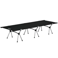 Outsunny Campingbett Klappbar Aluminium Feldbett Klappbett mit Tragetasche höhenverstellbar bis 150 kg belastbar Oxford Schwarz 190 x 65 x 38 cm(m-11)