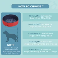 PawHut Dog Paddling Pool, Foldable Dog Pool, Leakproof & Hard Plastic, Portable Pet Bathtub with Non-Slip Base & Drainage Hole, for Indoors, Outdoors, Garden, Patio, 120 x 30 cm, Red(m-8)