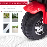 HOMCOM Moto Eléctrica Infantil con 3 Ruedas Moto Eléctrica para Niños de 18-36 Meses Triciclo a Batería 6V con Faro Bocina 72x57x56 cm Rojo(m-7)