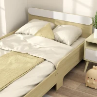 AIYAPLAY Letto per Bambini 3-10 Anni Basso con Sponde Laterali Alte, in Legno, 194.8x103x60.5 cm, Bianco e color Legno(m-8)