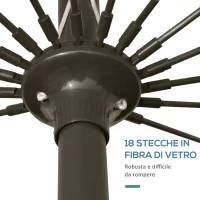 Outsunny Ombrellone da Giardino e Terrazza Ø2.5x2.5 m con Manovella, 18 Stecche e Testa Inclinabile, Verde(m-5)