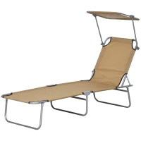 Outsunny Sun Lounger, with Adjustable Face Canopy - Brown(m-12)