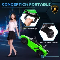 HOMCOM Voiture électrique pour enfants licence Lamborghini Aventador SVJ 12V avec portes papillon télécommande 3-5 KM/H vert(m-5)