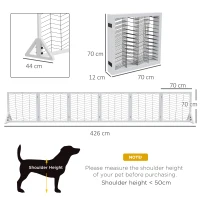 PawHut 6 Panels Pet Gate, Wooden Foldable Dog Barrier w/ Two Support Feet, for Small, Medium Dogs - White(m-3)