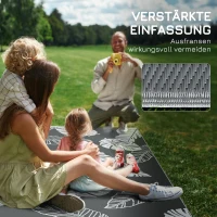 Outsunny Outdoor Wendeteppich, wasserfest, Blattmuster, 182x274cm, Grau/Weiß(m-8)