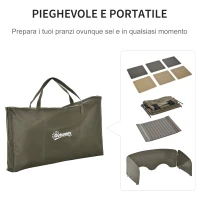 Outsunny Cucina da Campeggio, Tavolino da Campeggio o Picnic in Alluminio, Pieghevole e con Sacca da Viaggio, Verde, 94x57x109cm(m-5)