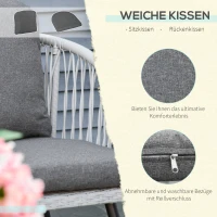 Outsunny Polyrattan Gartenmöbel Set für 5 Personen Sitzgruppe mit Kissen Alu Grau(m-6)