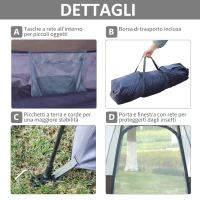 Outsunny Tenda da Campeggio 2 Posti con Apertura Automatica e Accessori, in Acciaio e Tessuto Oxford, Grigia e Nera(m-6)