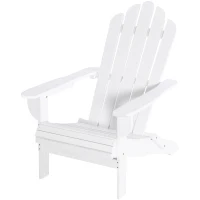 Outsunny Silla Adirondack de Madera Plegable Silla de Jardín con Reposabrazos y Respaldo Alto para Terraza Balcón Exterior Carga Max. 113 kg 73x88x93 cm Blanco(m-10)