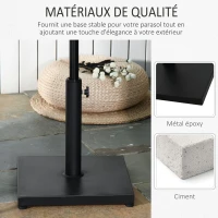 Outsunny Pied de parasol base de lestage parasol carré dim. 40L x 40I x 43H cm poids net 13 Kg ciment métal noir(m-4)
