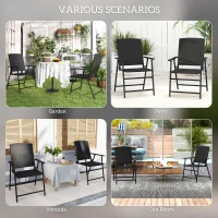 Outsunny Set of Two Folding Rattan Seat Chairs - Black(m-7)