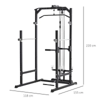 HOMCOM Stazione Fitness Multifunzione Power Tower per Palestra in Casa e Ufficio 155x118x220cm Nero(m-3)