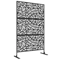 Outsunny Metal Decorative Privacy Screen Outdoor Divider, Black Twisted Lines(m-1)