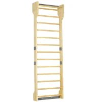 HOMCOM Spalliera Svedese da Palestra in Legno di Faggio con 13 Barre, 78x27x240cm(m-9)