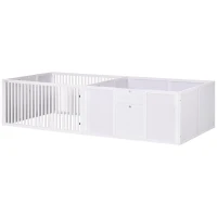 PawHut 7 Panels Playpen with 3 Doors for Baby Dogs, Two-Room Design Puppy Whelping Box - White(m-11)