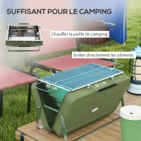 Outsunny Mini barbecue à charbon BBQ portable avec coque de valise barbecue de table pliable pour jardin 47 x 30 x 28 cm vert(m-6)