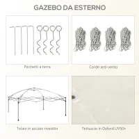 Outsunny Gazebo da Giardino 3x3 m con Zanzariera e Borsa da Trasporto con Ruote, Color Crema(m-6)