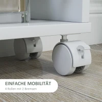 HOMCOM Multifunktionsregal mit Rollen, schmale Bauweise, 4 Fächer, 45x15x91 cm, Weiß(m-5)