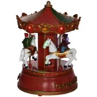 HOMCOM Weihnachtsspieluhr, drehendes Karussell, mit Musik, LED-Beleuchtung, bunt, 13 x 13 x 18,5cm(m-10)
