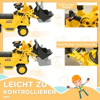 HOMCOM Sitzbagger Aufsitzbagger mit Schaufel Kinderbagger mit Stauraum unter Sitz Rutschauto Spielzeugbagger zum Sitzen bis 30kg, Draufsitzen für Kinder 1,5-4 Jahre Gelb+Schwarz(m-5)