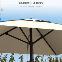 Outsunny 215cm Square Canopy Parasol, with Contrast Piping - Beige/Brown(m-6)