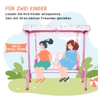 Outsunny 4-teiliges Gartenmöbel-Set für Kinder, mit Hai-Motiv, 1 Hollywoodschaukel, 2 Stühle, 1 Sonnenschirm mit Tisch, Rosa(m-4)