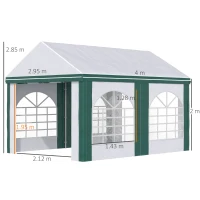 Outsunny Tendone da Giardino 4x3m per 12 Persone con Doppio Ingresso, Bianco e Verde(m-3)