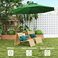 Outsunny 3(m) Garden Cantilever Parasol with Cover and Wind Protection Strap, Round Overhanging Umbrella with Crank Handle and Tilt, Banana Patio Umbrella for Outdoor Sun Shade, UPF50+, Green(m-5)