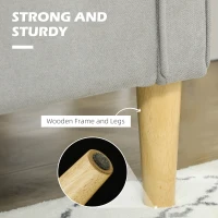 HOMCOM Modern 2 Seater Sofa with Hidden Storage, 117cm Tufted Cotton Couch with Wood Legs, Compact Loveseat for Living Room, Kitchen, Light Grey(m-6)