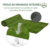 Outsunny Lot de 2 gazons synthétiques artificiels Moquette extérieure dim. 4L x 1l m Herbes Hautes denses 3 cm Vert(m-6)