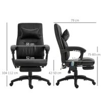 Vinsetto Massagesessel Chefsessel mit Massagefunktion 7 Massagepunkte höhenverstellbarer Drehstuhl mit Fußstütze Kopfstütze zeitgenössisch Schaumstoff  PVC Schwarz 68 x 79 x 104-112 cm(m-3)
