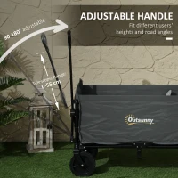 Outsunny 120L Festival Trolley on Wheels, Folding & Compact Camping Trolley Cart with Adjustable Handle for Garden, Beach, Fishing, Grey(m-8)
